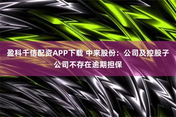 盈科千信配资APP下载 中来股份：公司及控股子公司不存在逾期担保